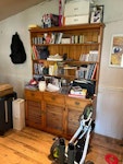 Contents of large summer house Various pieces of furniture (pine dresser and corner unit, large desk, coffee table), large running machine and assorted items of waste RH16 - removed for £335