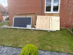 Pallet, panel and rubbish Panel, pallet and rubbish all as per photo along with rails for solar panels PE6 - removed for £211