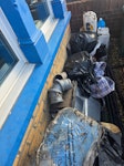 cans, pva garden rubish Several  cans ( half empty)
5 diesel plastic cans ( empty)
Few metal legs 
1 small bag with broken bricks
1 plastic box( dismantled)
5 PVA cans
2 plastic bags ( with garden waste)
 plastic pipe TW3 - removed for £104