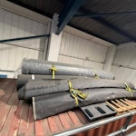 4-5 metres long, 18 heayrolls, 18 heavy carpet rolls (120 Kg each), 4-5 metres long, heavy duty purposes. Forklift on site present for the upload. HA0 - removed for £415