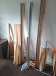 Ikea bed frame Dismantled broken bed frame - breakage is minor so could be reused with a bit of DIY. Will tie it together with tape. SE5 - removed for £65