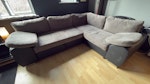 Large L-shaped Sofabed It is a large grey L-shaped sofa bed that can be split in to two pieces for getting it in and out of the house and to transport, it has a storage section under one half of the unit and there is some damage on the corners due to cat claws but otherwise in good shape. It took two delivery men to bring it in and install it. NW10 - removed for £130
