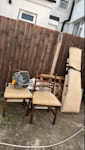 waste as photographed 1 rolled up carpet. 2 wooden chairs. 1 empty draw. 1 children’s gate. 2 pieces of unused xtherm insulation board. 1 plastic garden hose reel. 1 wooden pallet SE25 - removed for £83