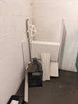 Glass lamp and shoe rack We have a broken shoe rack and a glass lateen SE10 - removed for £43