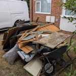 old garden shed and some conte wood, wheelbarrow ...see photos TW13 - removed for £204