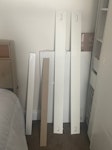 2 sliding doors, cot and wood 2 ikea sliding doors, cot bed will be disassembled for collection and some planks of wood (5 pieces), also some pieces of polystyrene in a blue bin bag BL3 - removed for £71