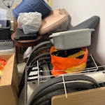 Household stuff Double mattress, 2 seater sofa, 4 garden chairs, sideboard, arm chair, coffee table, 3 side tables, 2 drawer filing cabinet, , couple of old electrical items, cross trainer BN26 - removed for £377