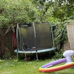 old trampoline and swing and old trampoline and and old swing set made of metal. OX1 - removed for £162