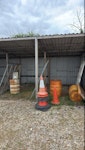 wood, doors, traffic cones etc includes the metal fencing panels. 3 oil barrels, 8traffic cones, 2 doors, bit of timber HP17 - removed for £156