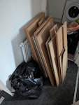 Wood, cardboard and recycling 3 bags of recycling, plus cardboard. Wooden pieces from 2 small chest of drawers RM7 - removed for £117