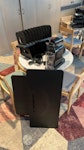 office equipment paper trays, two coffee pod machine, hole puncher, manual standing desk. WC2B - removed for £104