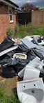 bathroom refit waste bathroom refit waste, including sinks, WC's, tiles, plastic boards, packaging, plastic, general waste, NN15 - removed for £438