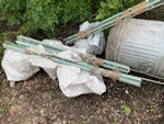 Dustbin, bags rubble, blind Metal dustbin, 4 bags rubble, Venetian blind in 3 parts. N8 - removed for £94