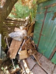 Mixed Garden & Household Waste Mixed garden and household waste from garden clearance over the past year. Includes old timber, wood, wardrobe pieces, cardboard, plastic, metal gazebo posts/pieces, and general non-hazardous rubbish.
Easy access via the side of the house directly into the garden. Waste is already piled together and some in the shed as shown in the photo. CM18 - removed for £156
