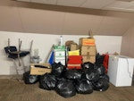 Fridge & More. Please read Please only quote if you can provide a hazardous waste transfer note - this is a requirement. 
1 fridge
2 broken black chairs 
1 broken red chairs
1 wooden shelf
Plastic sheets
20 black bags filled with old slips 
1 football Dispenser 
Cardboard boxes SN2 - removed for £333