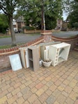 X3 kitchen wall units & shelve X3 kitchen wall units dismantled
X1 broken garden pot
X2 bricks
Small shelf
Few lightweight Pieces of kitchen trim UB10 - removed for £88