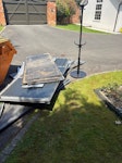 plastic boards and mat light plastic boards with a bit of metal all light. Mat from garage a bit heavier but fine for two people to lift on a truck HP9 - removed for £110