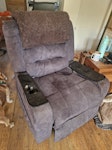 Upholstered Reclining Chair Grey plush reclining chair. TN11 - removed for £57
