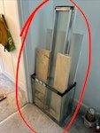 bathroom glass fish tank (could be reused), bathroom sink (could be reused), shower screen, some timber and mdf, SE23 - removed for £71