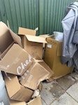 Carboard boxes - some are wet Cat board boxes - some are wet as they’ve been outside some plastic bags also BB1 - removed for £57