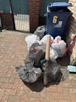 3 cupboards, 1 bed,ca. 20 bags 3 cupboards, 1 bed (all disassembled), 3 pieces of wood garden furniture, 1 sun umbrella, approx. 25 bags of rubbish (normal house stuff that we don’t use, ie cushions, shoes, curtains,etc). All will be placed in the front garden, by the entrance. Ground floor flat. UB6 - removed for £357