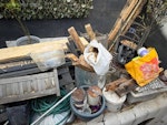 1/4 load of junk Collect today if possible or weds AM - estimate a 1/4 (ish load) in a collection truck. Can collect from rear gated access and clifton passage (pedestrian) along the back of the properties on clifton street
Mainly old scaffold board decking (mostly rotton), some old trampolene poles, couple of old garden chairs (not two plants in the backgeround though) BN1 - removed for £223