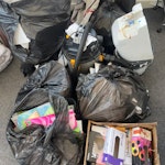 Rubbish, broken equipment The address is correct, the new business name is art-K Winchester (not Hobbs IT). 1 bag of broken styrofoam, 5 bags of rubbish, towel dispenser, flag and base, broken hoover SO23 - removed for £117