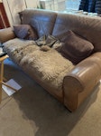 Urgent. Help Please Two seater sofa (stained and no further use) and large footstool pristine.   We thought we could take it to the tip but have just found out the van we hired is too big. 
Anytime on Sat or Sun is OK. Earlier the better. Our house is sold and these must go by Sunday night. 
Plenty of space to drive in right up to the door. SL5 - removed for £156