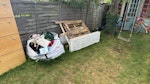 5 radiators, cupboard, waste 5 radiators, shoe cupboard, bag of household waste, lamp, wood SG4 - removed for £234