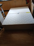 divan, with drawers + mattress The divan comes in 2 pieces each based on a wood frame (the wood could be reused).  The mattress is too marked to be reused as is. B90 - removed for £91