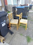 general waste 5 chairs
7 little poles
old frame of cycling machine. N9 - removed for £50