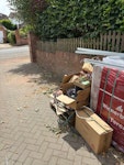 Solar install rubbish Wooden pallet along with other solar install rubbish. Please ignore the pallet of bricks that is NOT to be taken. RG9 - removed for £141