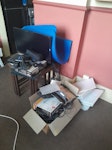 Old electronics stuff, table A set of little tables, a working computer monitor, some old electronics (routers, power supplies, cables, etc), a yoga mat BN3 - removed for £82