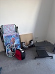 Random bits and bobs One foldable and adjustable sun lounger. One small TV stand on wheels. A pair or adjustable rollerblades (sizes 2.5/3.5). A table with no legs. A good as new biker helmet size M, barely used. A small sock cloths line holder. BN2 - removed for £59