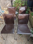 4 dining chairs 4 dining chairs with faux leather seats and stainless steel. some damage around the stitching on the backs. usable SE17 - removed for £39