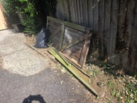 Gate, wood offcuts, bag of bit collected by Wanitgone Waste Clearence