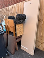 4 dining chairs, bags,drawer collected by SALVAGE SAVERS