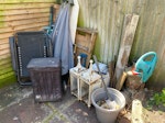 General Rubbish old parasol & garden chair, old bits of wood, old white lanterns NW5 - removed for £83