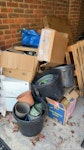 assorted refuse in garage lots of small stuff in our garage (boxes, pots, baby stuff). biggest things are 4 bar chairs and a large cardboard box that can be cut to smaller pieces AL3 - removed for £123