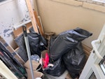 Bags of rubble and lose bits Few bags of rubble lengths of timber and sheets of cardboard and old metal rack. N16 - removed for £104
