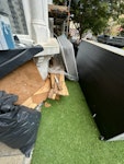 small bed base and mattress small bed base , single bed mattress , some floorboard pieces and black bag NW6 - removed for £104