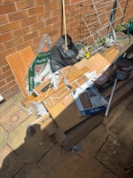 vinyl tiles/wood offcuts/misc collected by Ram it in skip hire