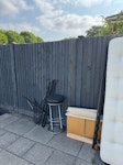 Bed, drawers, chair+chandelier Dismantled bed frame, mattress (could be reused), stools, dismantled chest of drawers, chandelier (could be reused) W4 - removed for £130