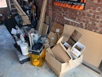 Mixed household waste Mostly mixed household rubbish and DIY leftovers (e.g, wood planks, offcuts from kitchen counter). Also included are a few electronics and some left over compressed gas canisters for a SodaStream (see pictures). GL4 - removed for £280