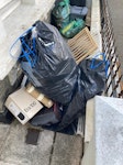 Random household trash This is random household waste such as stair gates, a child's car seat, some curtain rods and other non-recyclables.  (There are XXXX cans in the photo but I see that is prohibited so I will remove those.) N16 - removed for £57