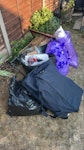 Household junk, bags 2-3 black bags of household items, small side table, folding chair, framed pictures, duffel bag and soft bags. All household waste, back garden, can be moved to front for collection. SE25 - removed for £57