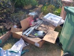 Packaging waste Cardboard, plastic, cables, metal rails. RG8 - removed for £107