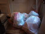 Mixed Recycling x5 white bags of mixed household recycling + broken down boxes and cardboard/packaging (as per photo) E1 - removed for £83