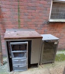 PLEASE READ: More images 1 x light brown filing cabinet
1 x grey football coupon dispenser
2 x white fans
1 x blue Betfred metal sign
1 x blue fobt divider table with silver stand
2 x clear Perspex counter screens
2 x broken Henry hoovers (1 in box)
3 x white dividers behind filing cabinet
1 x broken OTT machine with keyboard
6 x blue freestanding football dispensers
1 x 6ft silver metal pole
1 x grey metal pole
1 x 2ft piece of wood
1 x large box of A2 size poster frames RG21 - removed for £328