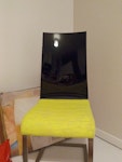 Modern chrome dining chair Modern chrome dining chair with neon yellow seat
Item Description:Single modern-style dining chair. It has a distinctive bright neon-yellow fabric cushion seat, a curved chrome metal cantilever frame, and a tall, glossy black plastic backrest. The frame is sturdy, but the chair is no longer wanted.Condition:Used - Good condition - light wear NW3 - removed for £26